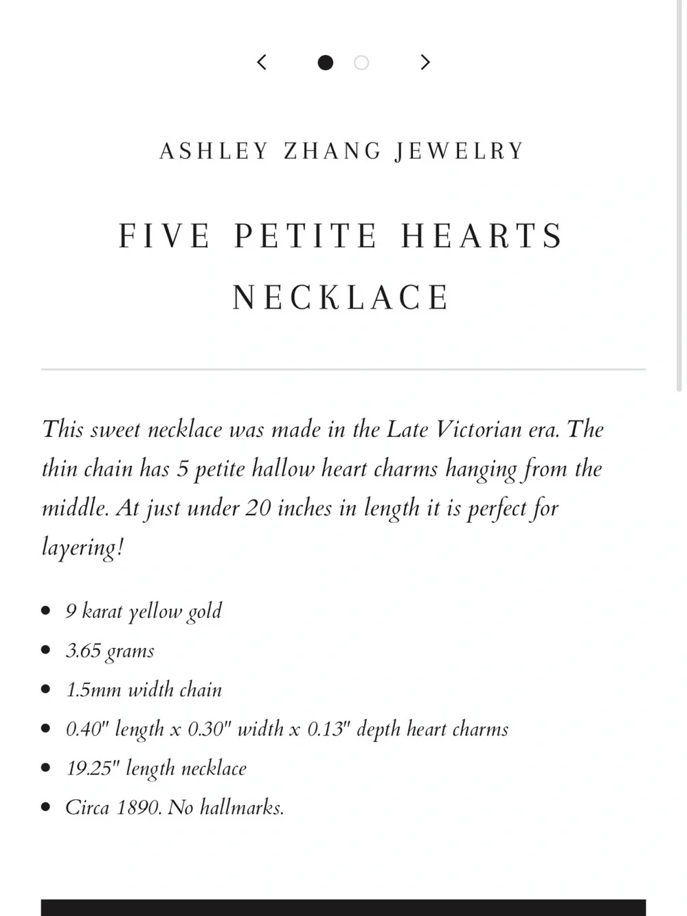 Ashely Zhang jewelry Five petite hearts Necklace